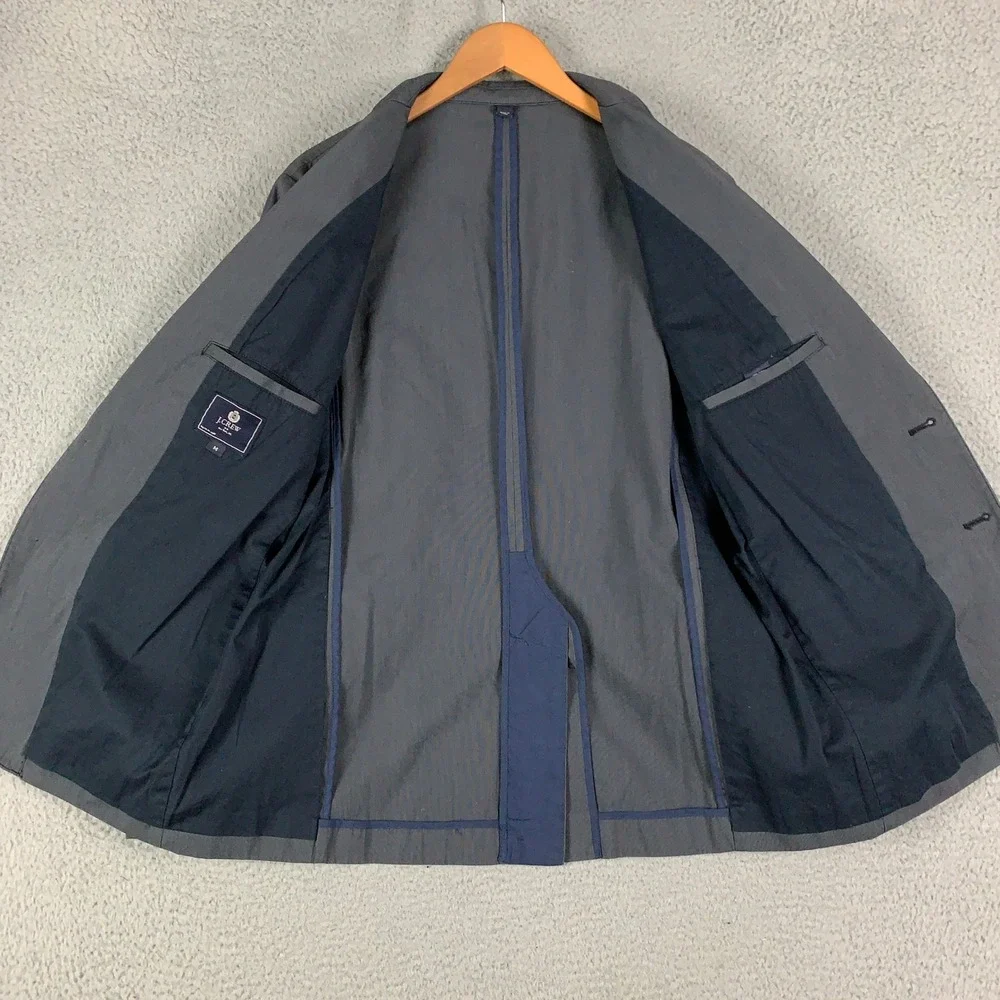 J Crew Thompson Blazer Men's Medium M Grey/Blue Unstructured Cotton Twill Jacket